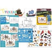 Альбом для творчества Tukzar Пиратский корабль 24*26см с трафаретами и наклейками
